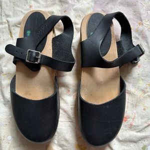 Lotta From Stockholm Size 40 Low Wood Clogs black leather